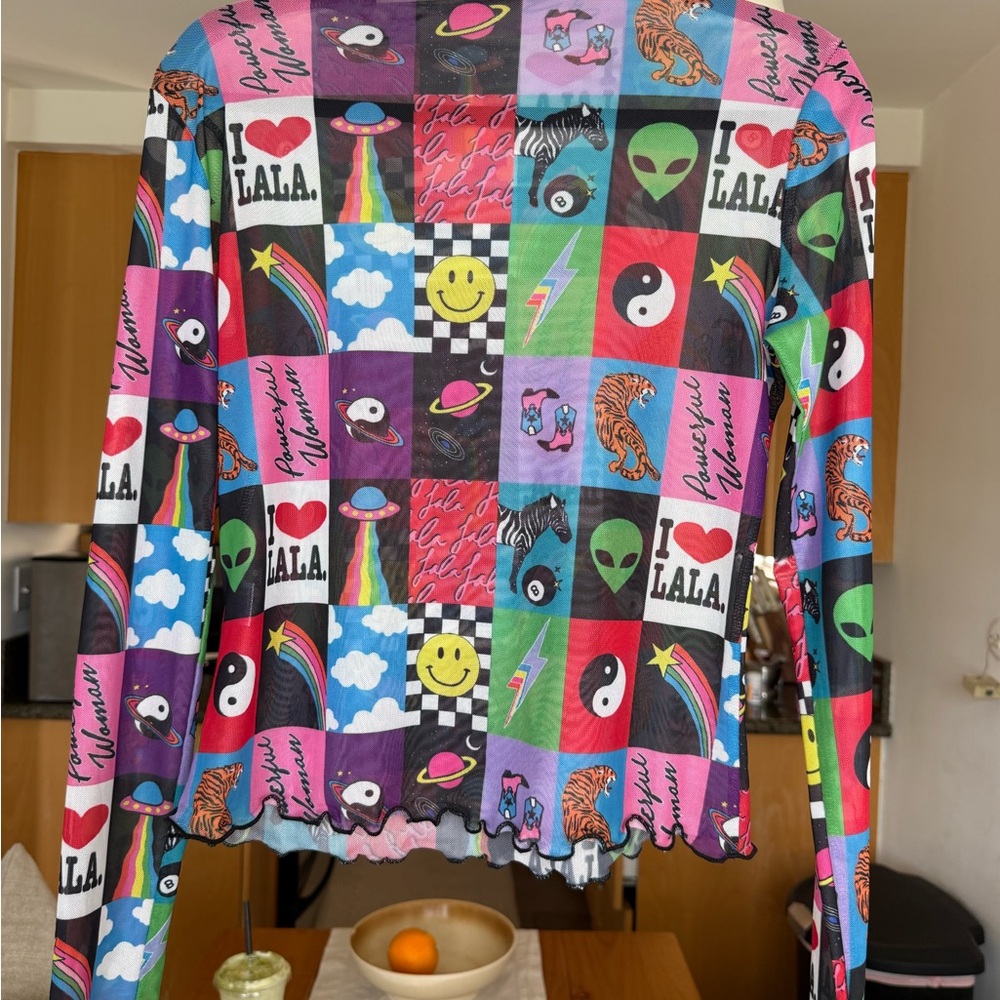 Dressed in LALA Multicolor Patchwork Graphic Long Sleeve Top